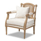 baxton studio clemence french provincial ivory fabric upholstered whitewashed wood armchair | Modish Furniture Store-2