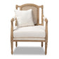 baxton studio clemence french provincial ivory fabric upholstered whitewashed wood armchair | Modish Furniture Store-3