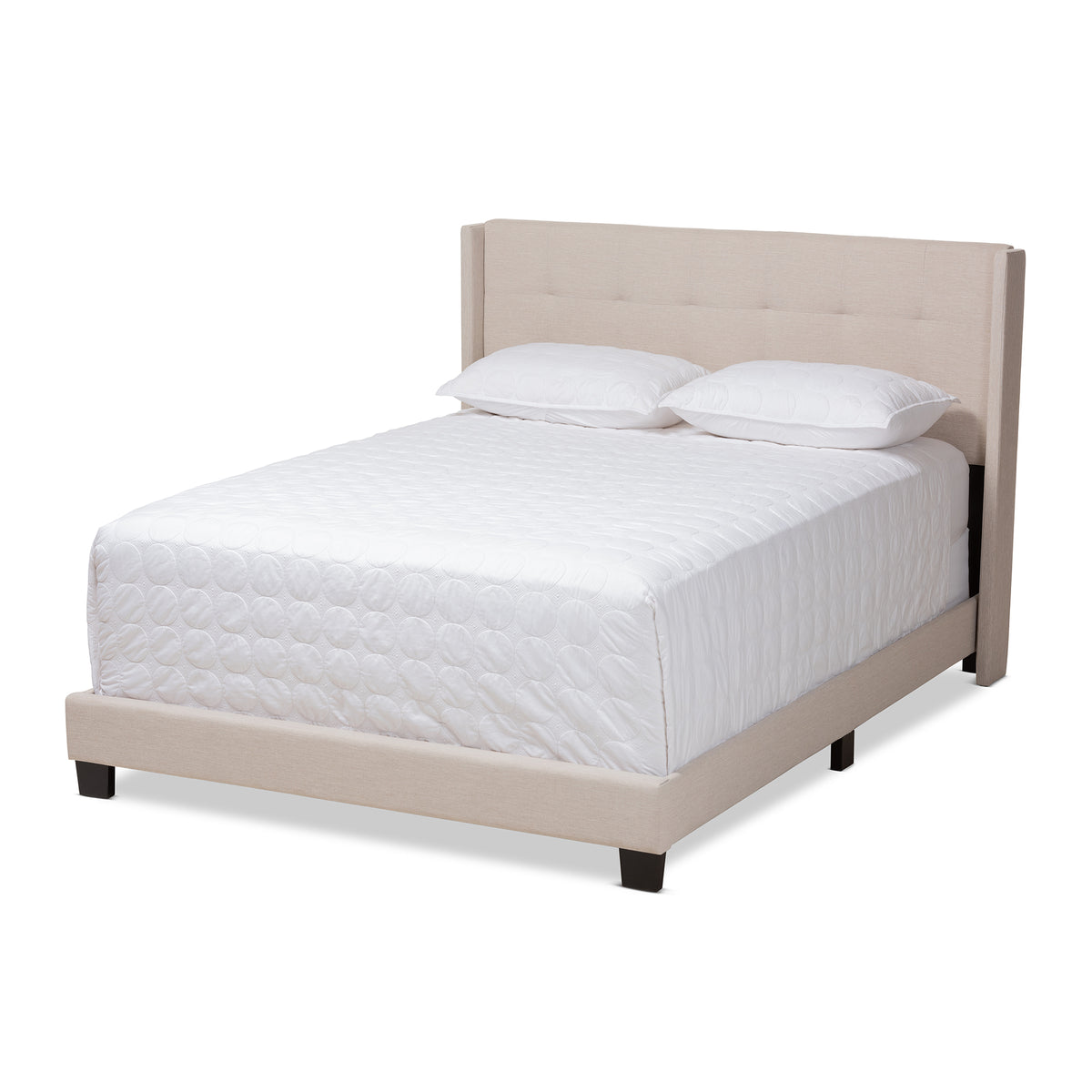Baxton Studio Lisette Modern and Contemporary Beige Fabric Upholstered King Size Bed | Beds | Modishstore
