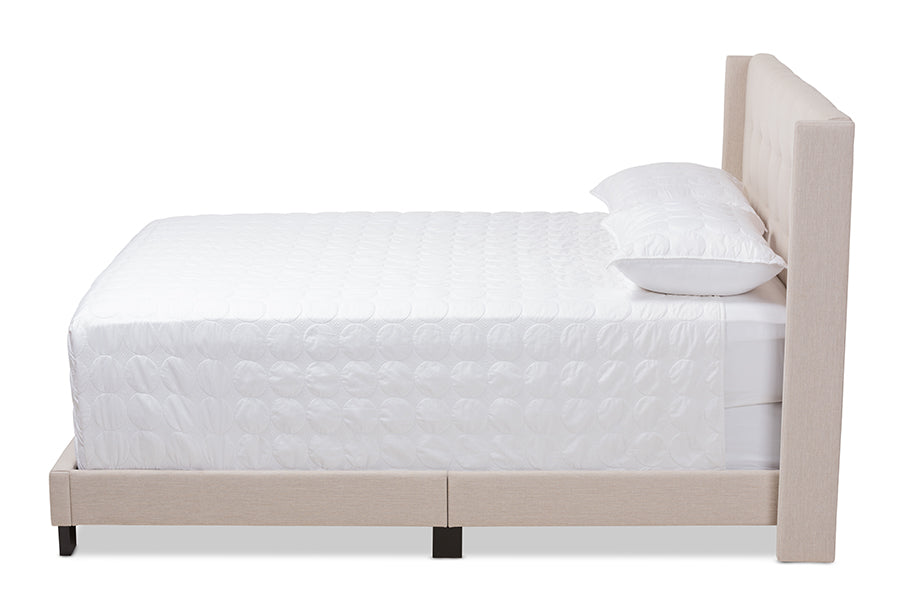 Baxton Studio Lisette Modern and Contemporary Beige Fabric Upholstered King Size Bed | Beds | Modishstore - 3