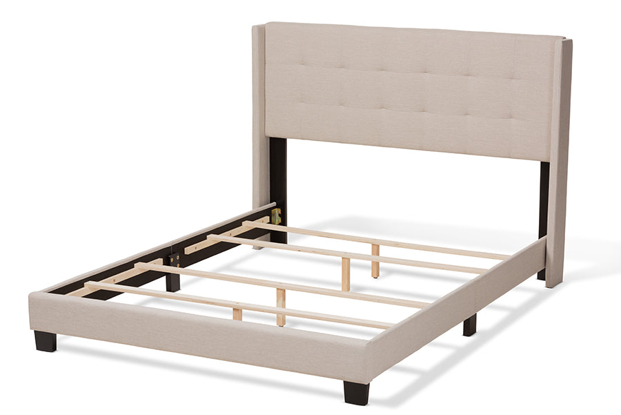Baxton Studio Lisette Modern and Contemporary Beige Fabric Upholstered King Size Bed | Beds | Modishstore - 6