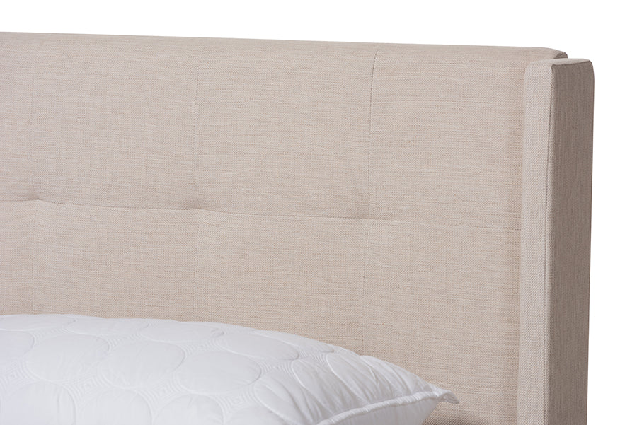 Baxton Studio Lisette Modern and Contemporary Beige Fabric Upholstered King Size Bed | Beds | Modishstore - 5