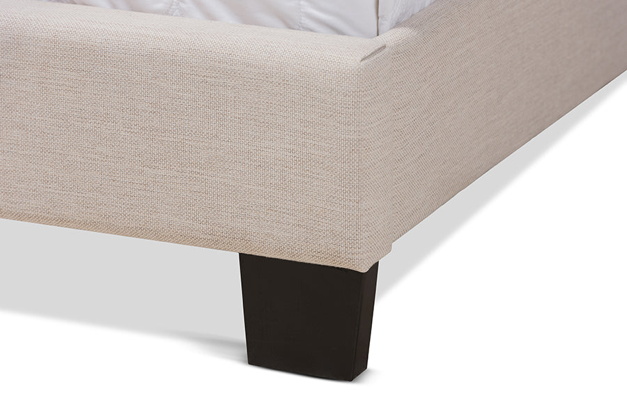 Baxton Studio Lisette Modern and Contemporary Beige Fabric Upholstered King Size Bed | Beds | Modishstore - 4