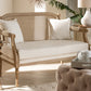 Baxton Studio Clemence French Provincial Ivory Fabric Upholstered Whitewashed Wood Loveseat | Modishstore | Loveseats
