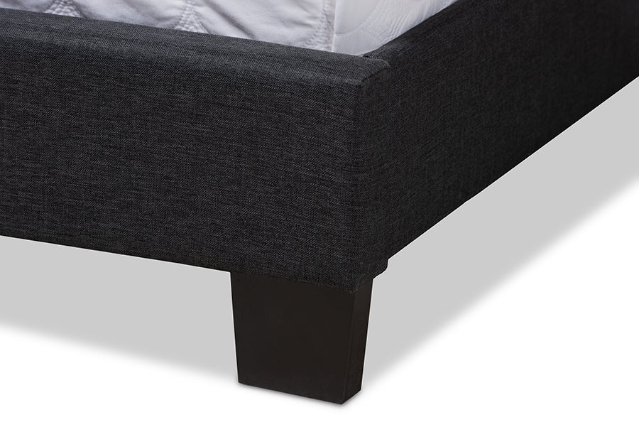 Baxton Studio Lisette Modern and Contemporary Charcoal Grey Fabric Upholstered King Size Bed | Beds | Modishstore - 3