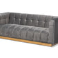 baxton studio loreto glam and luxe grey velvet fabric upholstered brushed gold finished sofa | Modish Furniture Store-2