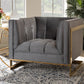 Baxton Studio Ambra Glam and Luxe Grey Velvet Fabric Upholstered and Button Tufted Armchair with Gold-Tone Frame | Modishstore | Armchairs