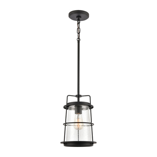 Kennington 1-Light Mini Pendant in Black with Seedy Glass by ELK Lighting | Modishstore | Pendant Lamps