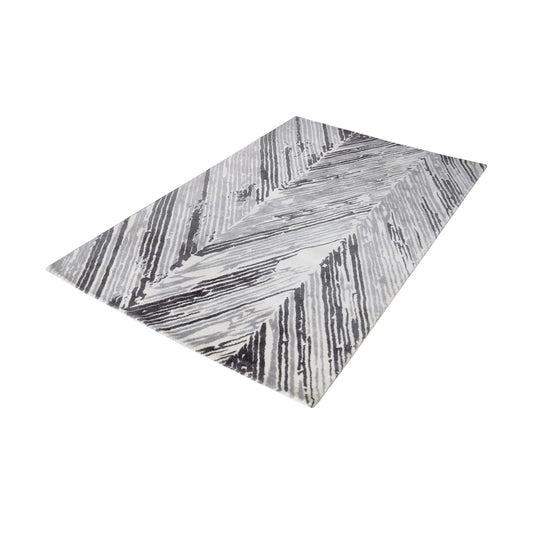 Rhythm Handwoven Printed Wool Rug in Grey and White ELK Home 8905-060 | Rugs | Modishstore