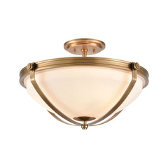 Connelly 3-Light Semi Flush in Natural Brass/Polished Nickel with Frosted Glass by ELK Lighting