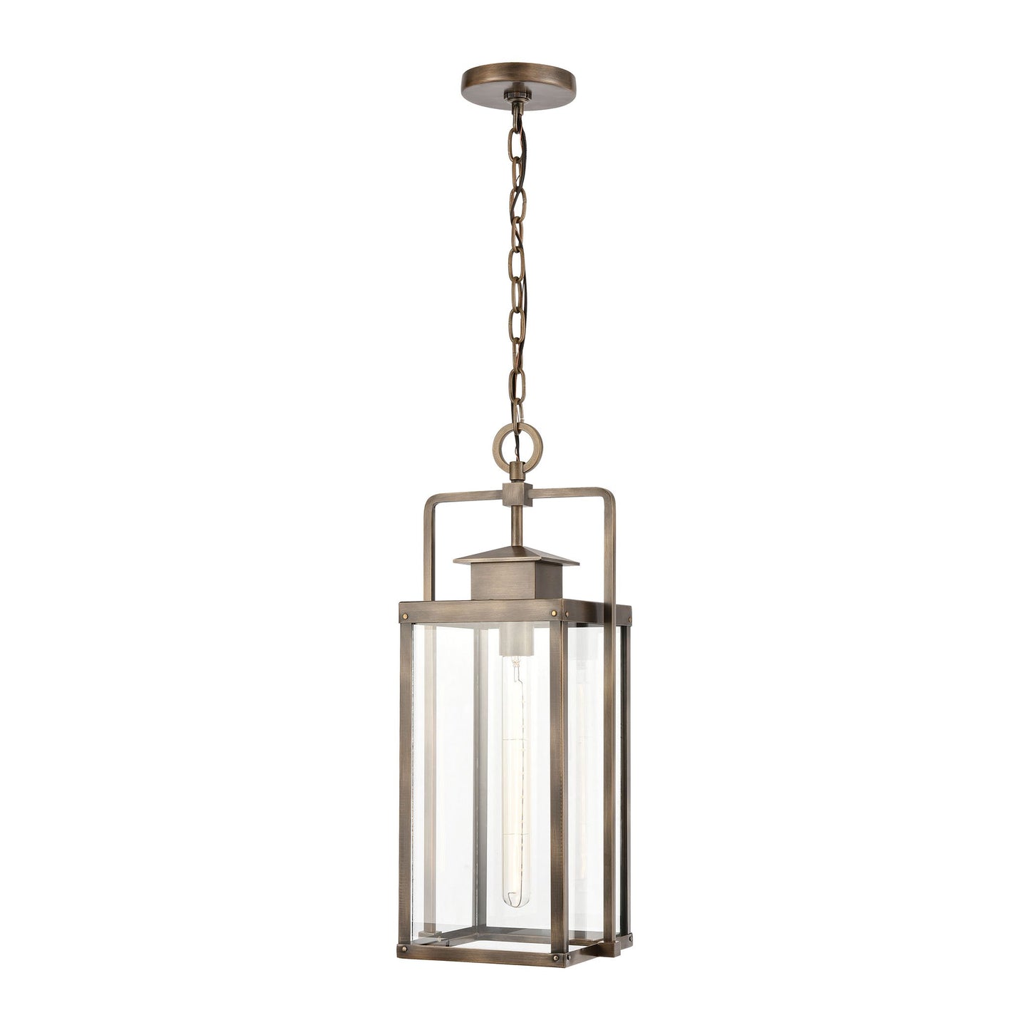Crested Butte 1-Light Outdoor Pendant in Antique Brushed Aluminum with Clear Glass Enclosure by ELK Lighting-2