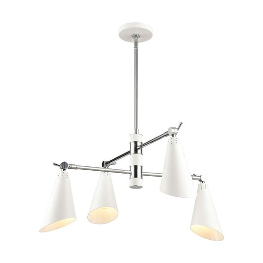 Calder 4-Light chandelier in Polished Chrome / White ELK Lighting | Chandeliers | Modishstore