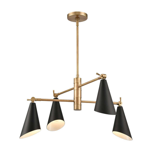 Calder 4-Light chandelier in Natural Brass / Matte Black ELK Lighting | Chandeliers | Modishstore