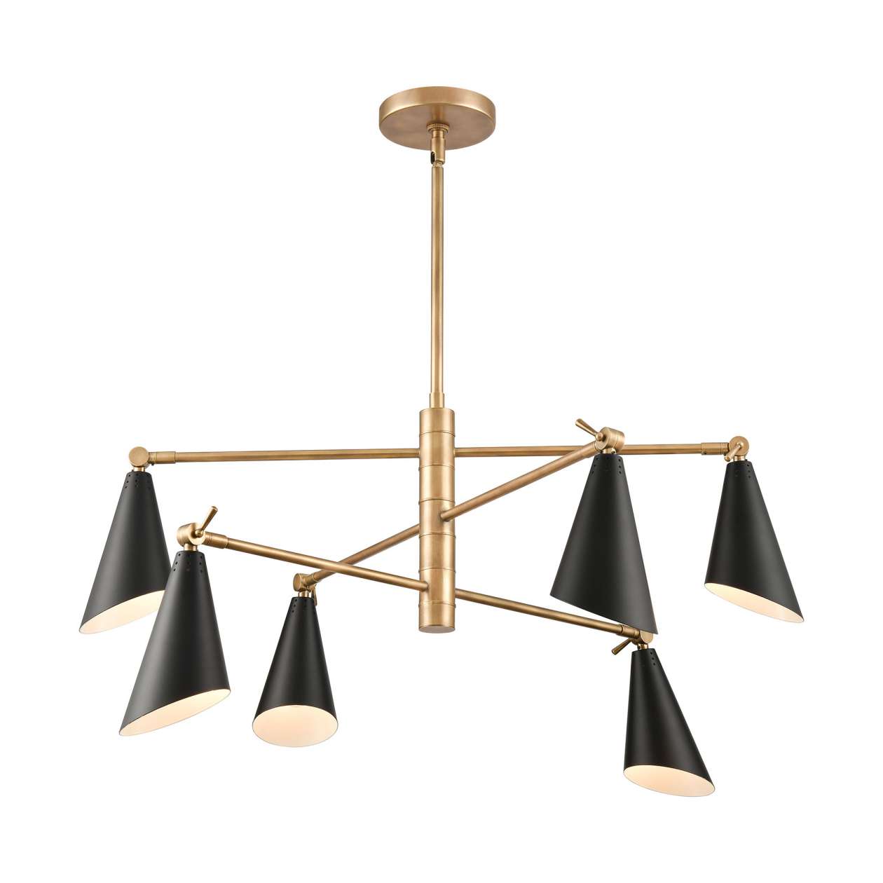 Calder 6-Light chandelier in Natural Brass / Matte Black ELK Lighting | Chandeliers | Modishstore