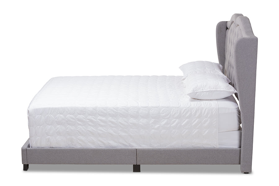 baxton studio aden modern and contemporary grey fabric upholstered king size bed | Modish Furniture Store-3