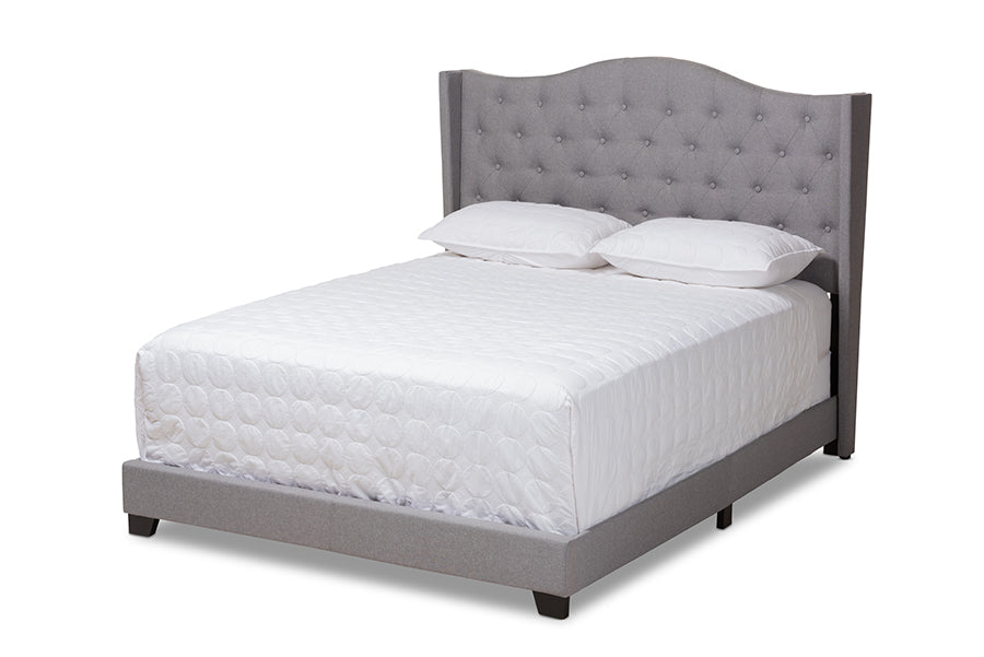 baxton studio alesha modern and contemporary grey fabric upholstered king size bed | Modish Furniture Store-2