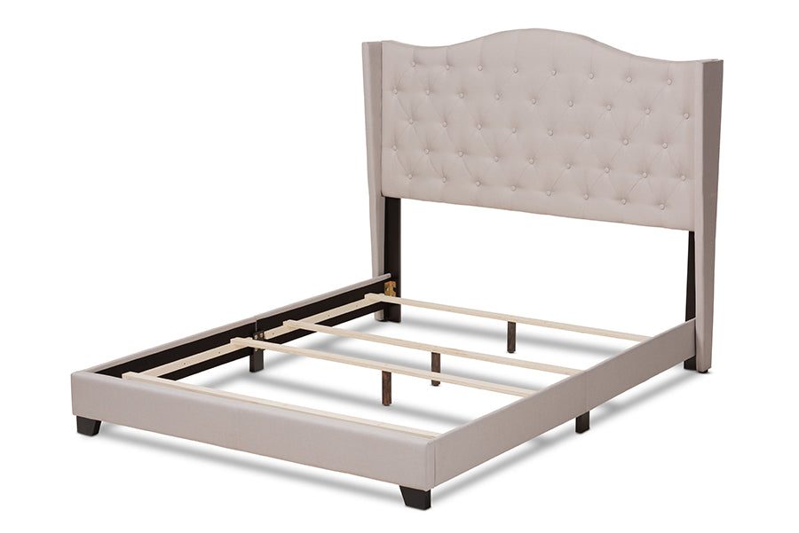 Baxton Studio Alesha Modern and Contemporary Beige Fabric Upholstered King Size Bed | Beds | Modishstore - 7