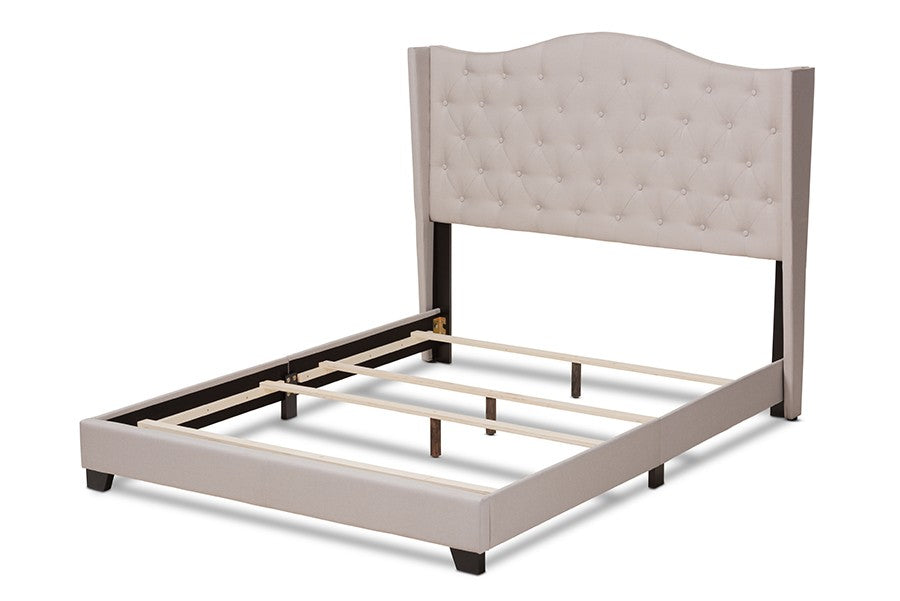 Baxton Studio Alesha Modern and Contemporary Beige Fabric Upholstered Queen Size Bed | Modishstore | Beds-4