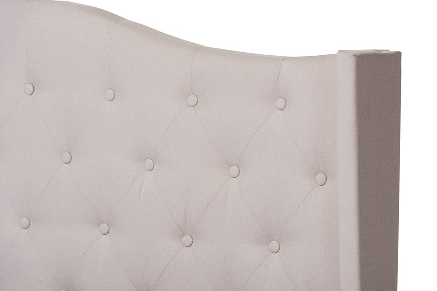 Baxton Studio Alesha Modern and Contemporary Beige Fabric Upholstered Queen Size Bed | Modishstore | Beds-3