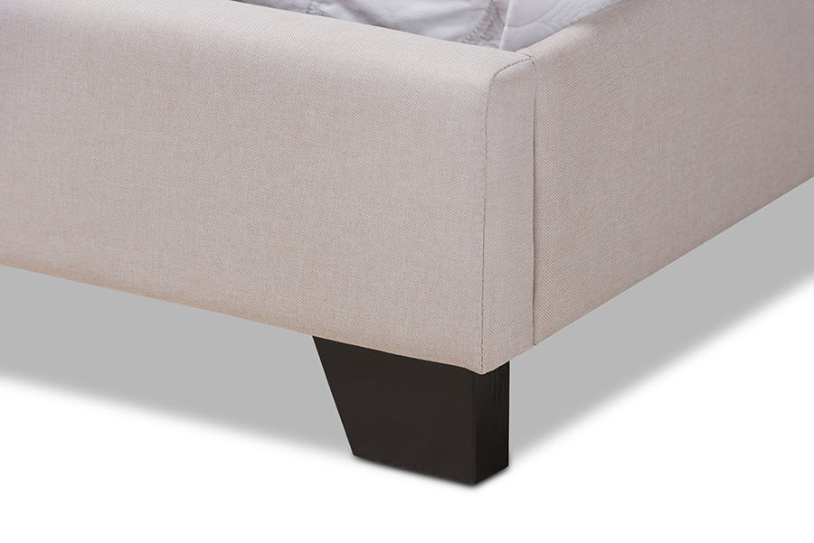 Baxton Studio Alesha Modern and Contemporary Beige Fabric Upholstered King Size Bed | Beds | Modishstore - 4