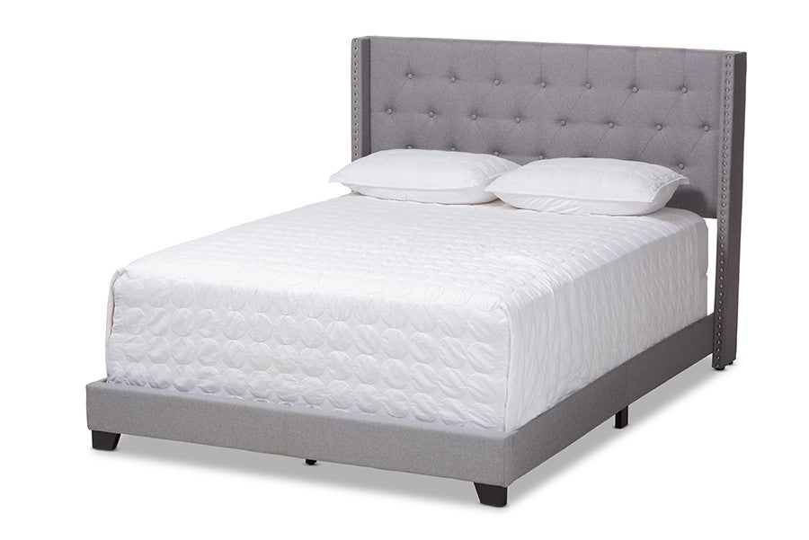 Baxton Studio Brady Modern and Contemporary Light Grey Fabric Upholstered King Size Bed | Modishstore | Beds-2