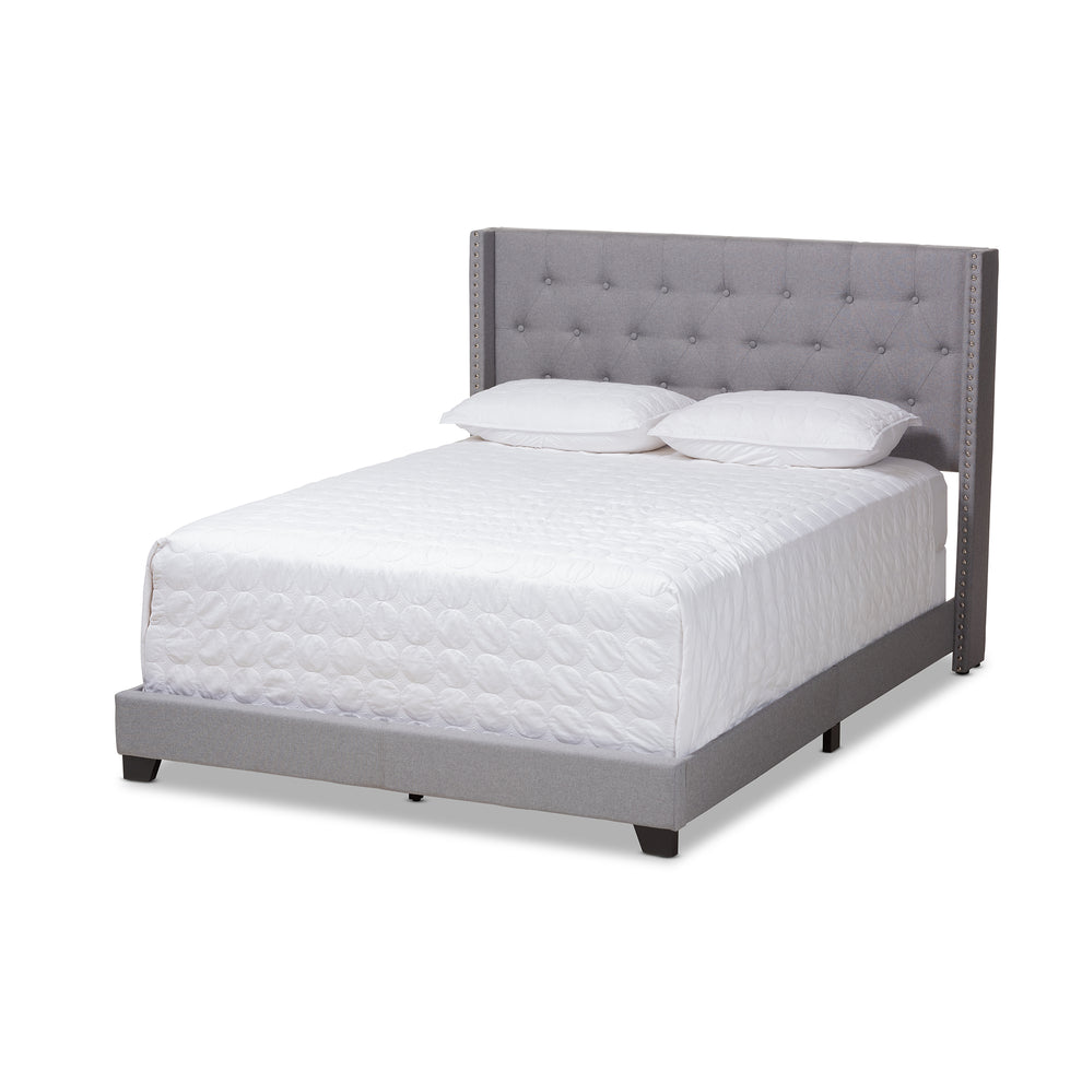 Baxton Studio Brady Modern and Contemporary Light Grey Fabric Upholstered Queen Size Bed | Beds | Modishstore