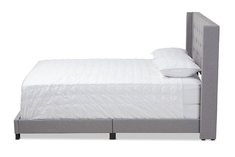 Baxton Studio Brady Modern and Contemporary Light Grey Fabric Upholstered King Size Bed | Modishstore | Beds-4