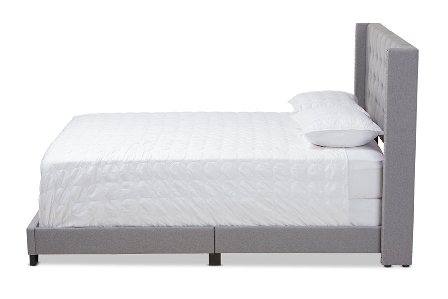 Baxton Studio Brady Modern and Contemporary Light Grey Fabric Upholstered Queen Size Bed | Beds | Modishstore - 3
