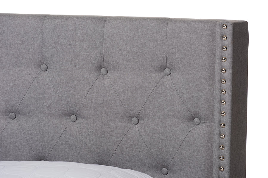 Baxton Studio Brady Modern and Contemporary Light Grey Fabric Upholstered Queen Size Bed | Beds | Modishstore - 5