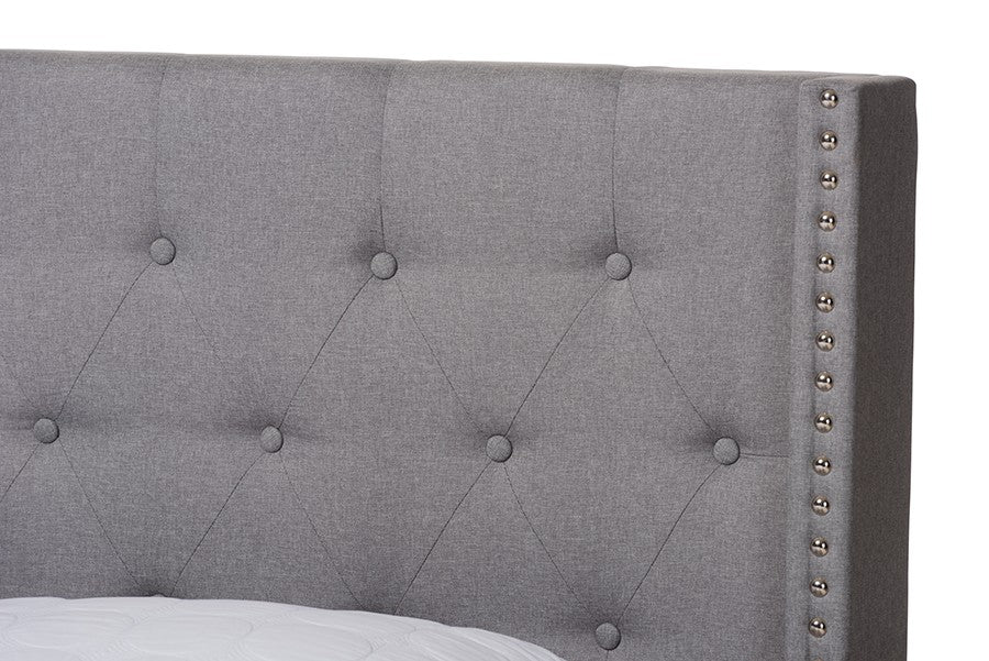 Baxton Studio Brady Modern and Contemporary Light Grey Fabric Upholstered King Size Bed | Modishstore | Beds-5
