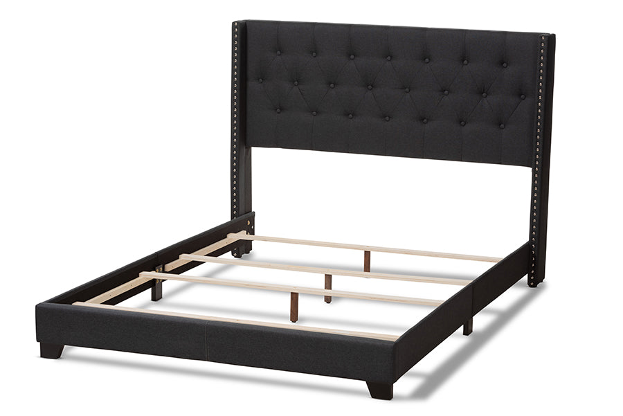 Baxton Studio Brady Modern and Contemporary Light Grey Fabric Upholstered Queen Size Bed | Beds | Modishstore - 11