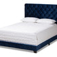 baxton studio candace luxe and glamour navy velvet upholstered queen size bed | Modish Furniture Store-2
