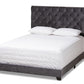 baxton studio candace luxe and glamour dark grey velvet upholstered queen size bed | Modish Furniture Store-2