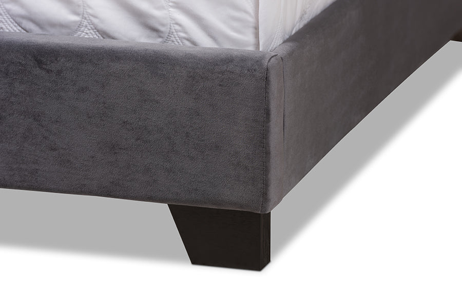 Baxton Studio Candace Luxe and Glamour Navy Velvet Upholstered King Size Bed | Beds | Modishstore - 10