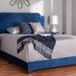 Baxton Studio Darcy Luxe and Glamour Navy Velvet Upholstered Full Size Bed | Modishstore | Beds
