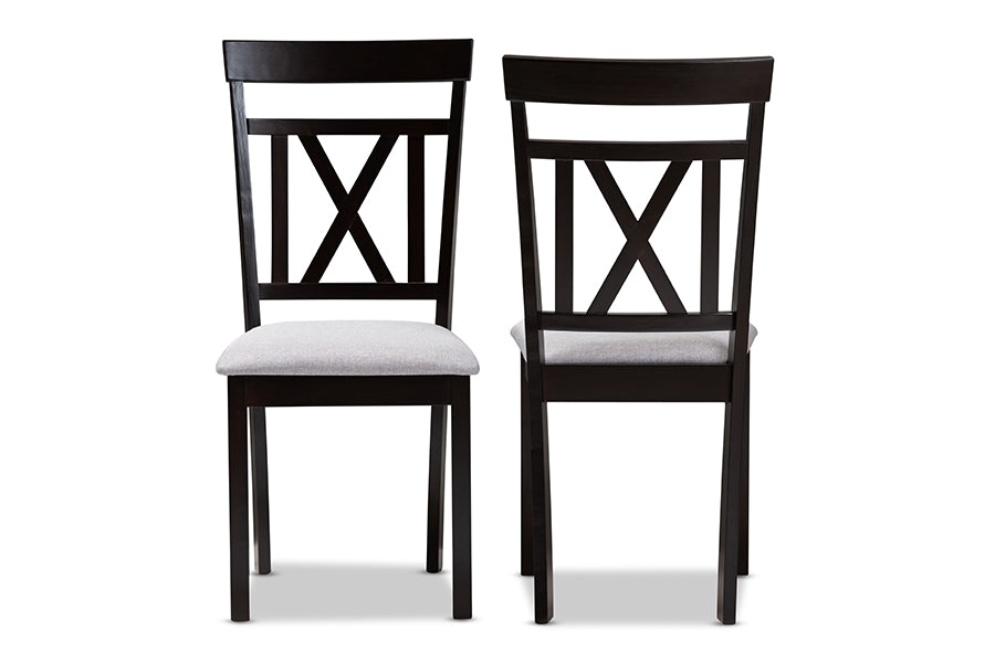Baxton Studio Rosie Modern and Contemporary Grey Fabric Upholstered and Espresso Brown Finished Dining Chair Set of 2 | Dining Chairs | Modishstore - 6