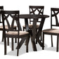 baxton studio reagan modern and contemporary sand fabric upholstered and dark brown finished wood 5 piece dining set | Modish Furniture Store-2