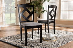 Baxton Studio Ruth Modern and Contemporary Grey Fabric Upholstered and Espresso Brown Finished Dining Chair Set of 2