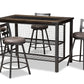baxton studio arjean rustic and industrial grey fabric upholstered 5 piece pub set | Modish Furniture Store-2