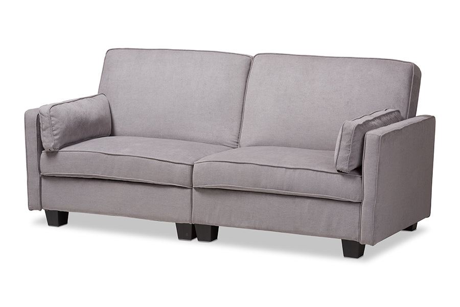 baxton studio felicity modern and contemporary light gray fabric upholstered sleeper sofa | Modish Furniture Store-2