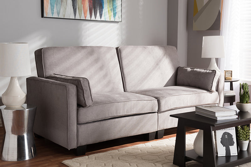 Baxton Studio Felicity Modern and Contemporary Light Gray Fabric Upholstered Sleeper Sofa | Modishstore | Sofas