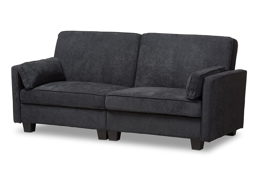 baxton studio felicity modern and contemporary dark gray fabric upholstered sleeper sofa | Modish Furniture Store-2