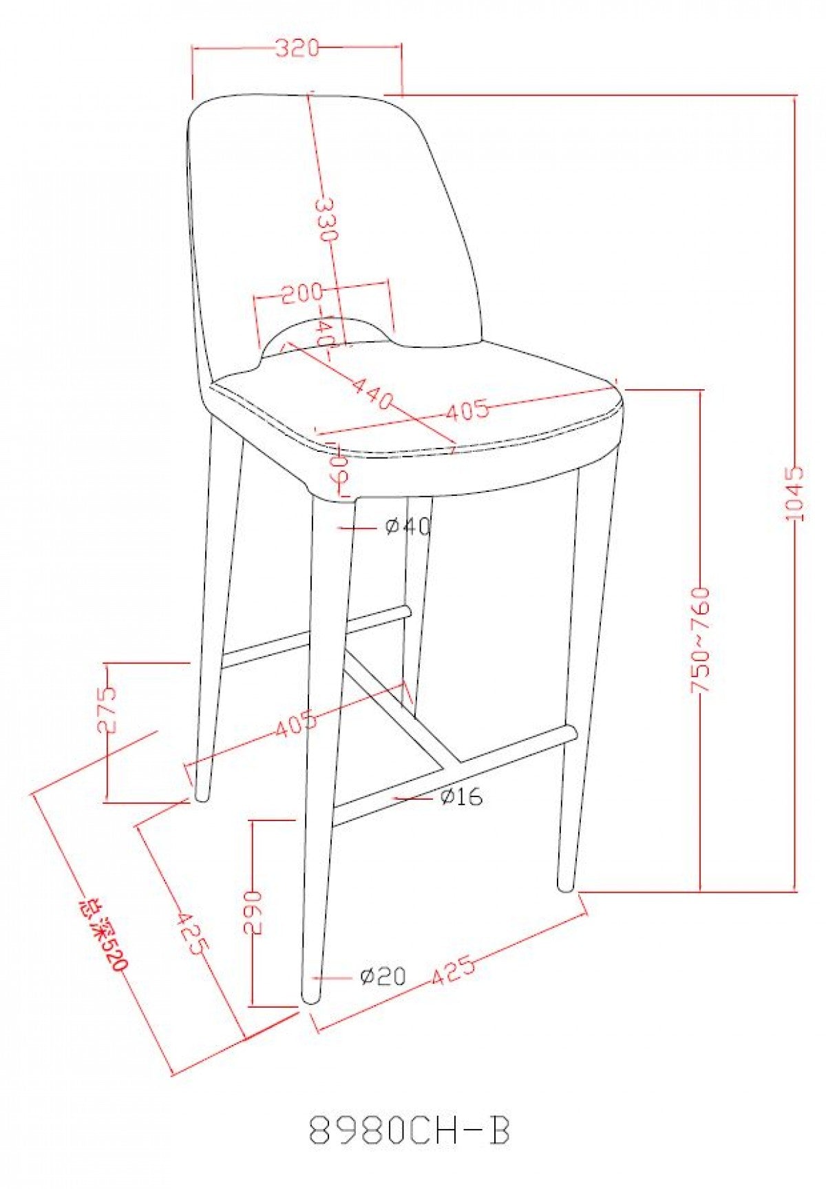 Vig Furniture Modrest Williamette Modern Dark Grey Fabric Bar Stool | Modishstore | Bar Stools-4