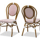 Baxton Studio Gauthier Classic French Indoor and Outdoor Red and White Bamboo Style Stackable Bistro Dining Chair Set of 2 | Modishstore | Dining Chairs - 4