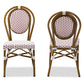 Baxton Studio Gauthier Classic French Indoor and Outdoor Red and White Bamboo Style Stackable Bistro Dining Chair Set of 2 | Modishstore | Dining Chairs - 3
