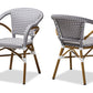 Baxton Studio Eliane Classic French Indoor and Outdoor Grey and White Bamboo Style Stackable Bistro Dining Chair Set of 2 | Modishstore | Dining Chairs - 4
