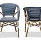 Baxton Studio Eliane Classic French Indoor and Outdoor Navy and White Bamboo Style Stackable Bistro Dining Chair Set of 2 | Modishstore | Dining Chairs - 3