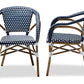 Baxton Studio Eliane Classic French Indoor and Outdoor Navy and White Bamboo Style Stackable Bistro Dining Chair Set of 2 | Dining Chairs | Modishstore