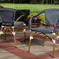 Baxton Studio Eliane Classic French Indoor and Outdoor Navy and White Bamboo Style Stackable Bistro Dining Chair Set of 2 | Modishstore | Dining Chairs