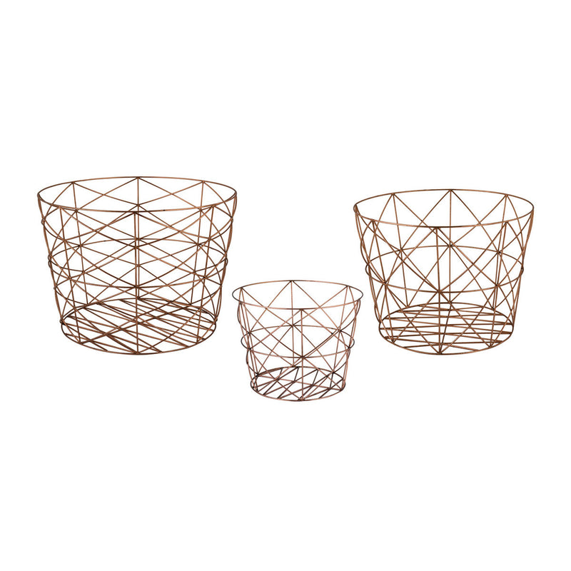 Dimond Home Nested Geometric Copper Baskets | Modishstore | Bins, Baskets & Buckets